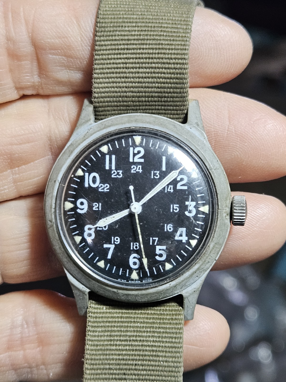 Vtg MAR 1970 Benrus Corp MIL-W-46374 Military Watch Vietnam War Orig Strap Works