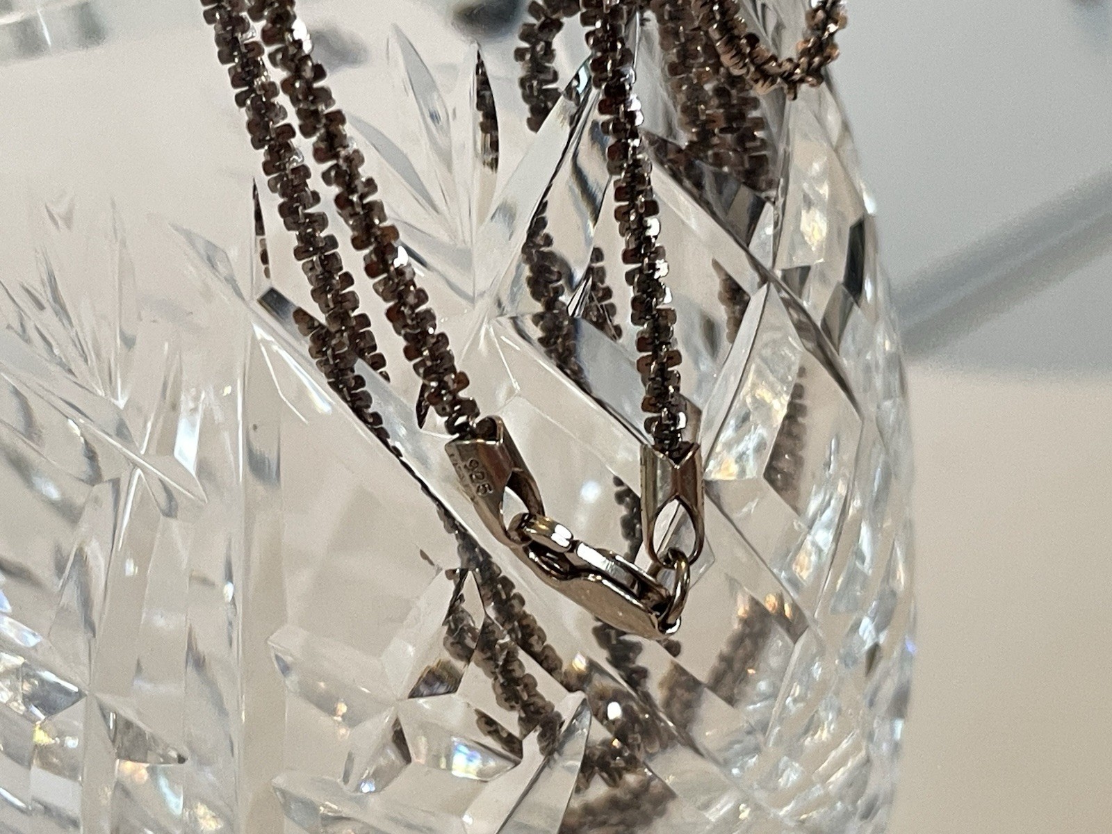 Vtg KA 1772 Italy 925 Vermeil Diamond Cut Criss Cross Link Chain Necklace 22”
