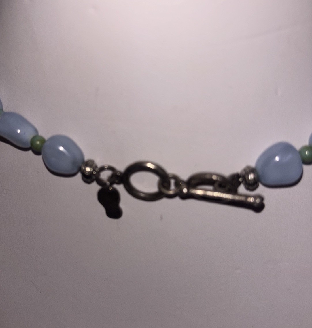 Shane Boyner Signed Beaded Periwinkle Blue Necklace And Bracelet