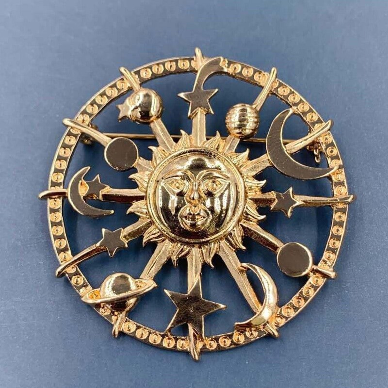 Vintage Gold Pearl Baroque Star Moon Ginkgo Brooch Pin Woman Party Accessories