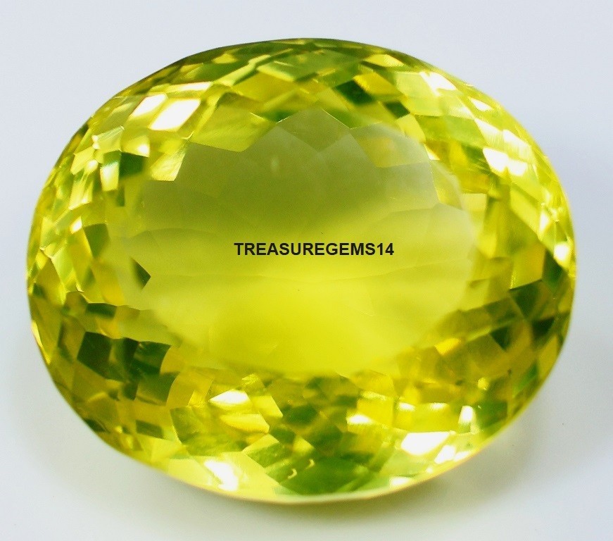 24.3 Ct 11X16X21 mm Natural Transparent Lemon Quartz faceted Oval Gems KB-50