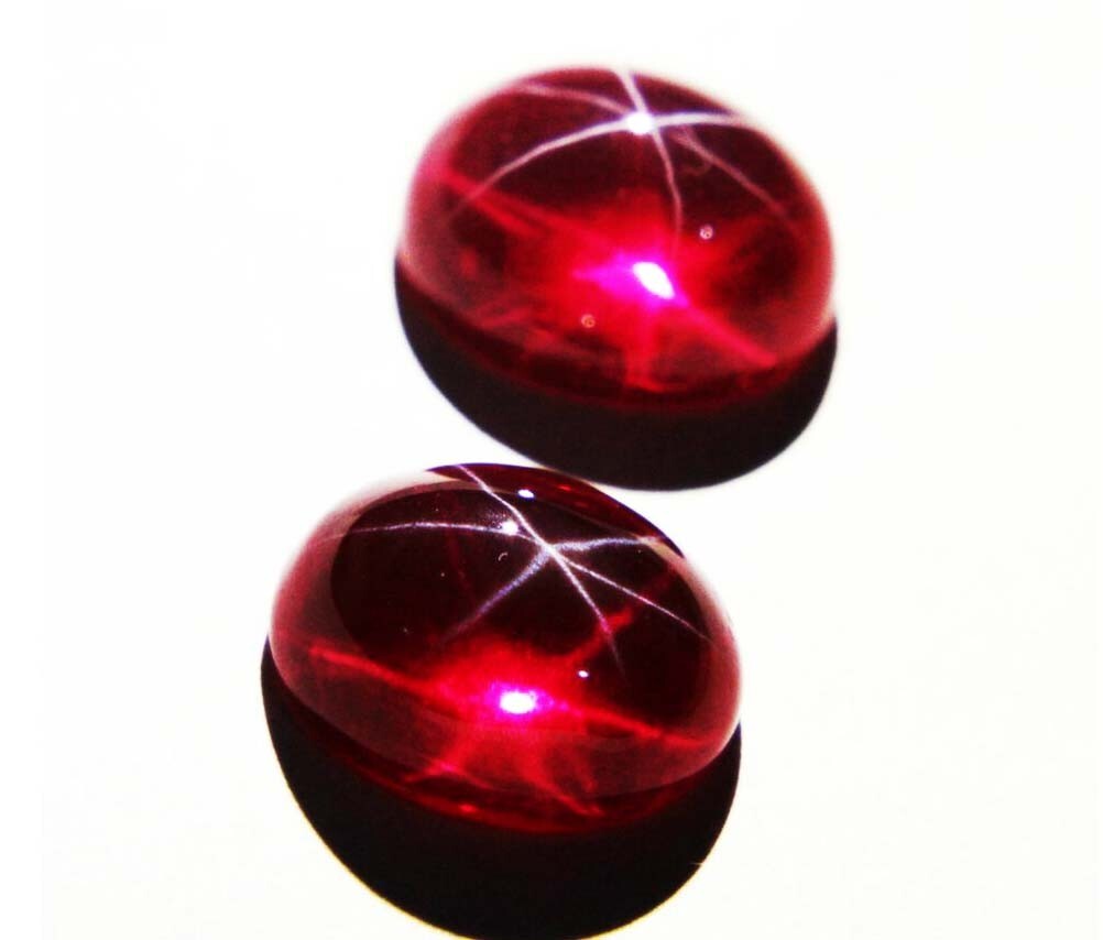 Extremely 18 Ct Certified 6 Rays Natural Star Ruby Cabochon Gemstone Pair