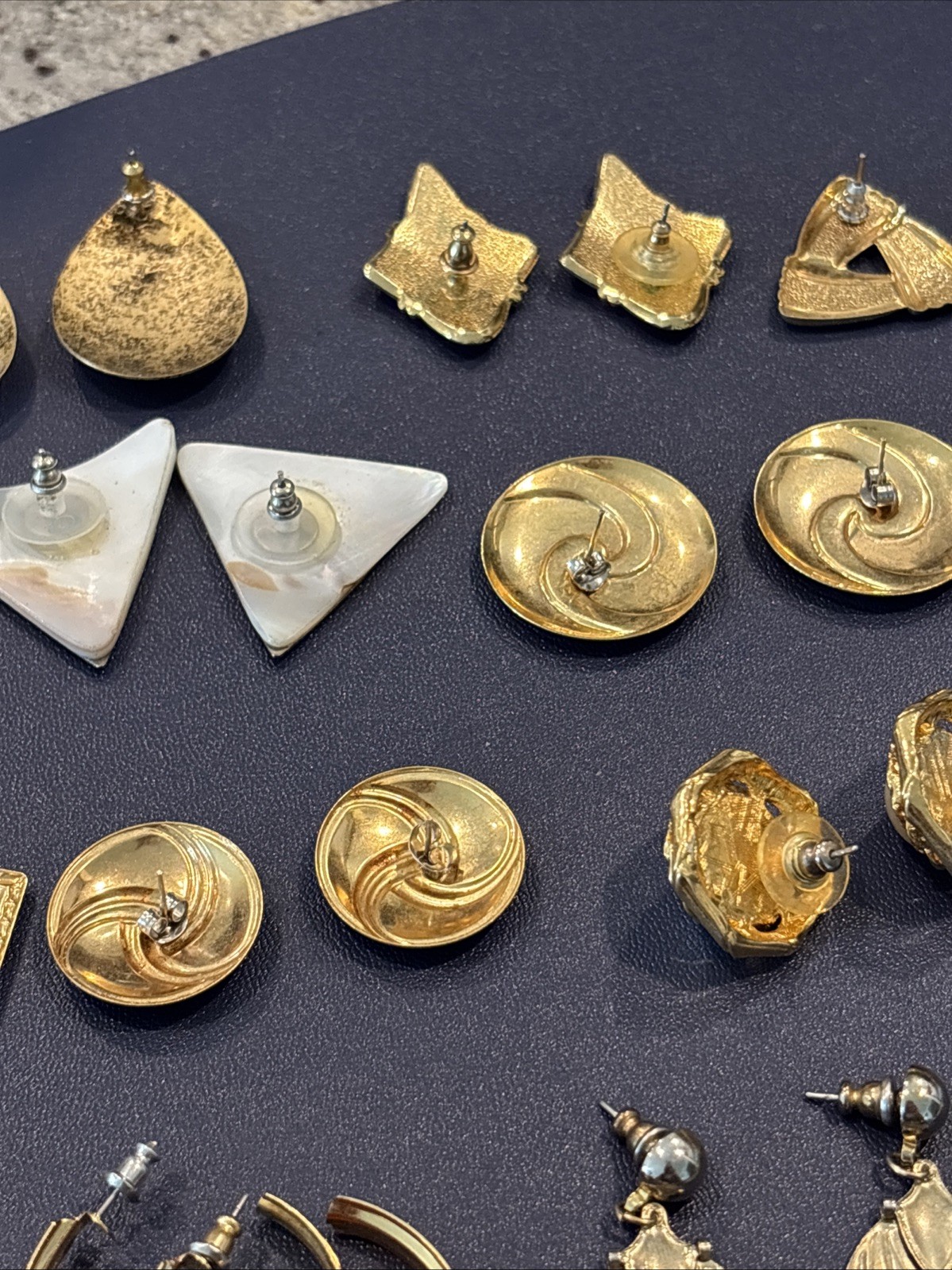 Lot of 18 Pairs of Vintage Pierced Earrings Variation Of Colors And Shapes.