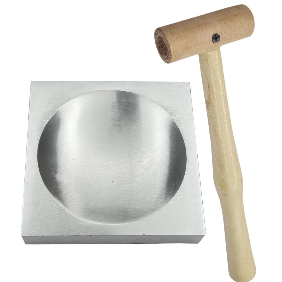 Rawhide Mallet Natural 1″ (25MM) & Steel Bench Block 4″x4″x3/4″ with Groove