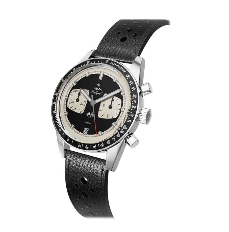 YEMA Rallygraf Reverse Panda Steel Hybrid Mechanical Quartz Leather Men’s Watch