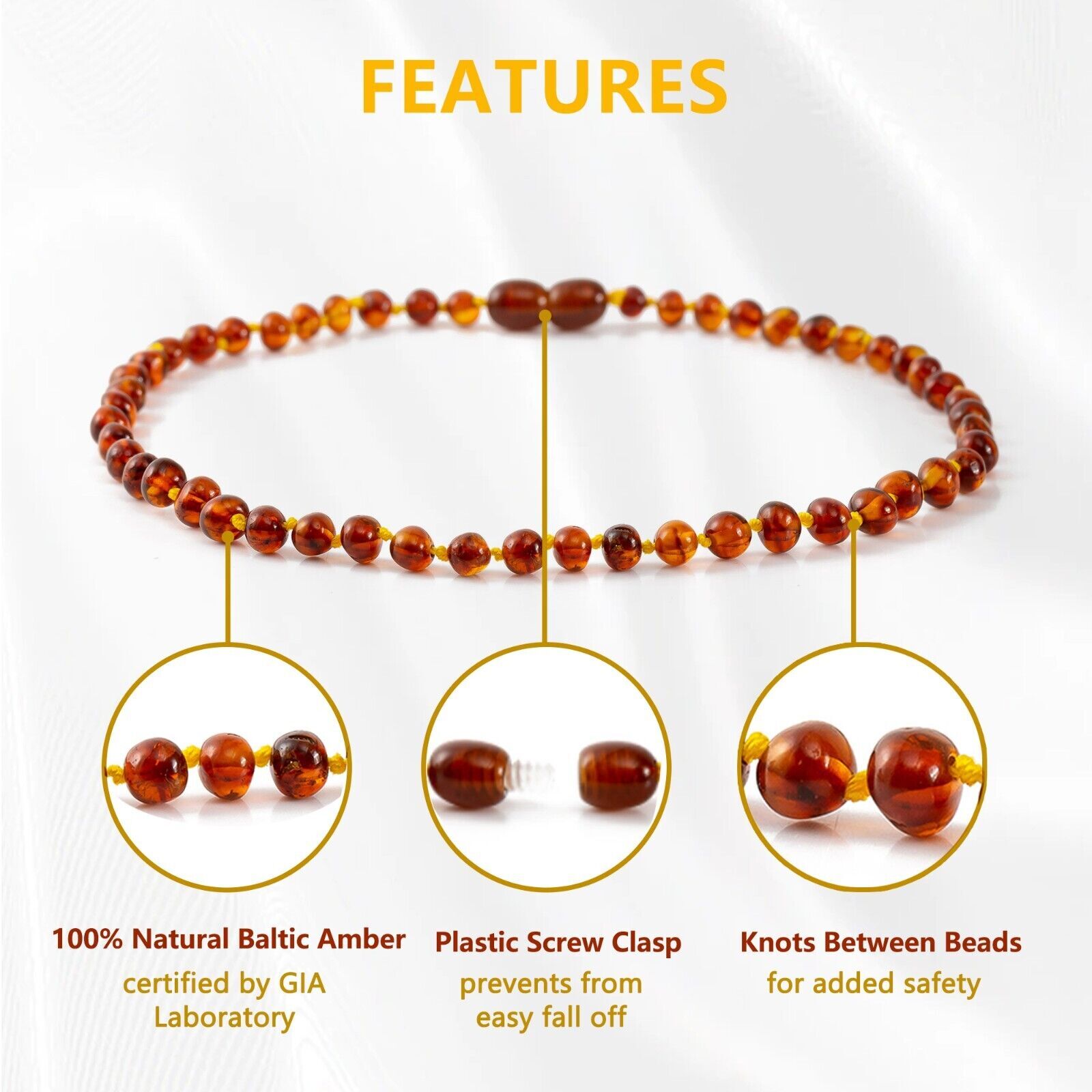 Genuine Amber Child (3yr+*) Necklace – Handcrafted, Lab-Tested, Authentic Amber