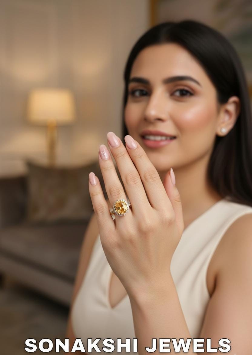 Handmade Design Citrine Silver Ring 925 Sterling Silver Diamond Rings
