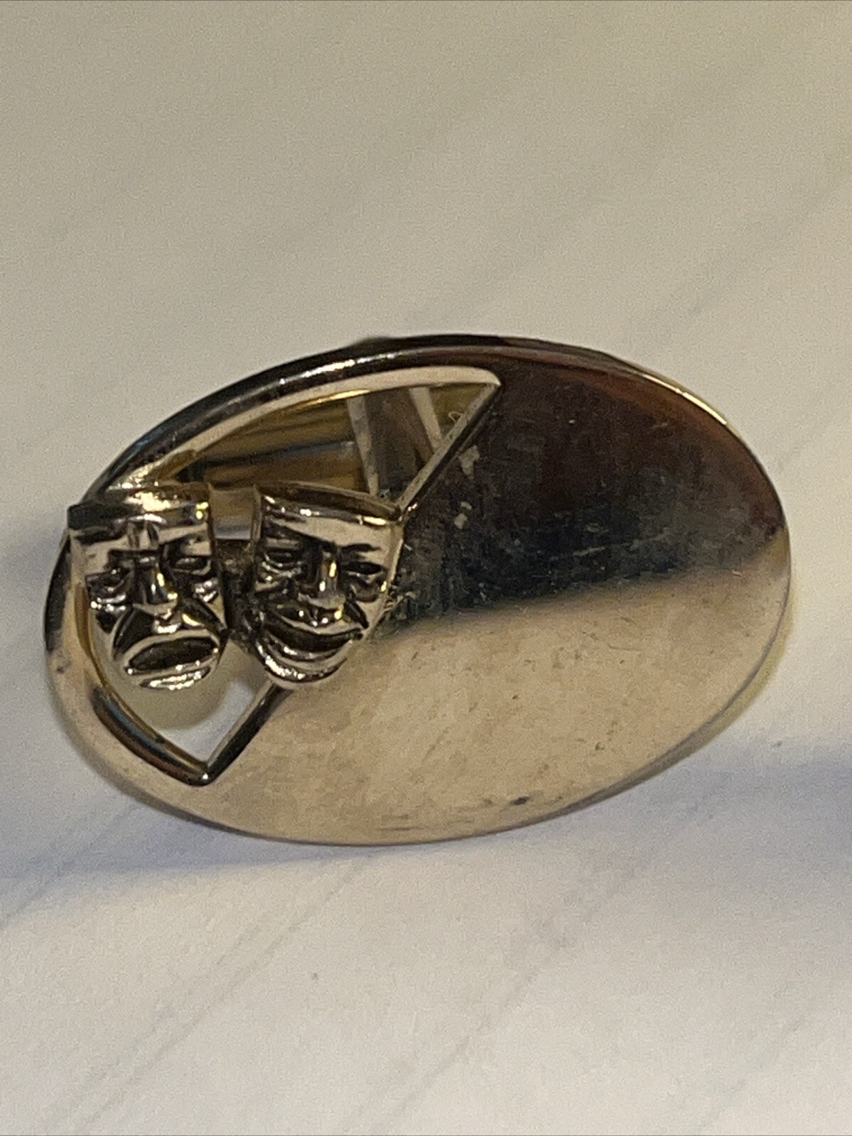 Men’s Vintage Cufflinks, Theater, Drama, Comedy / Tragedy Masks Gold tone