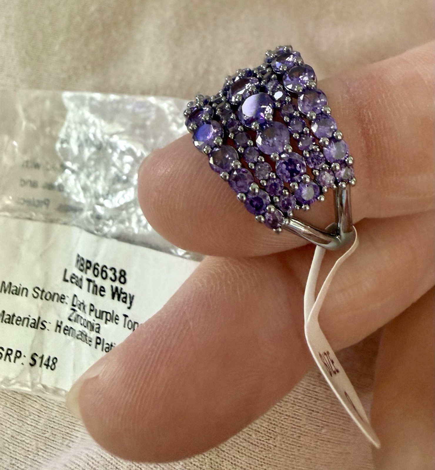 RBP6638 Lead The Way, Dark Purple Topaz CZ, Hematite Pl Sz 9 I BUNDLE!