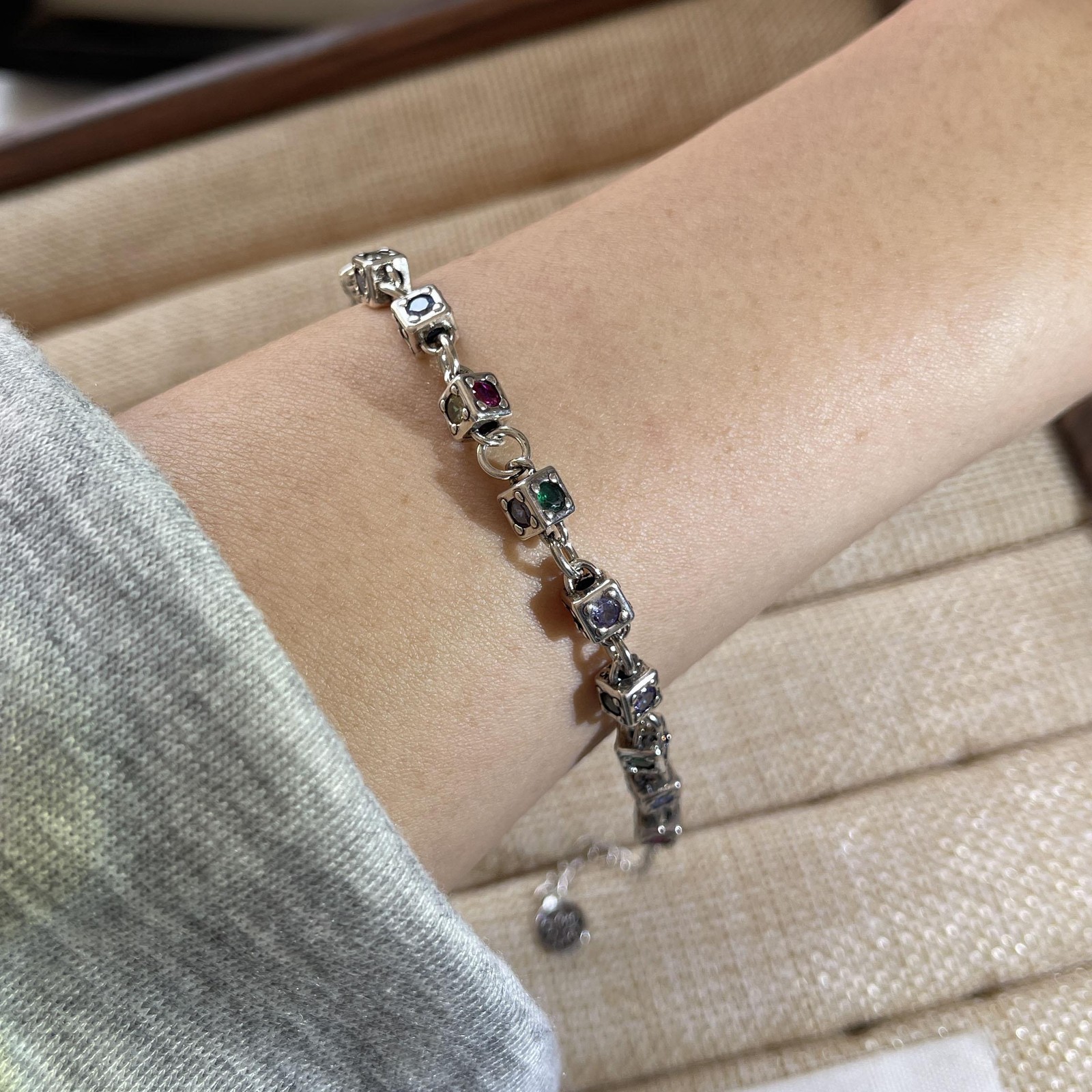 Solid 925 Sterling Silver Retro Cross Bracelet Vintage CZ Handmade Unisex Gift