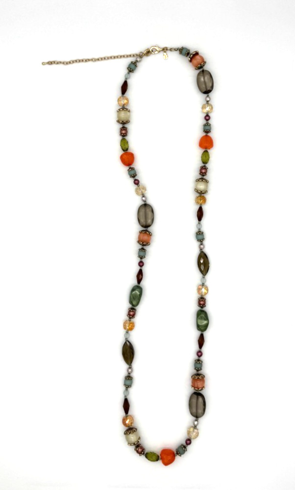 Premier Designs Necklace 36″- 40″ “Shades of Chic” Autumn Colors Original Box
