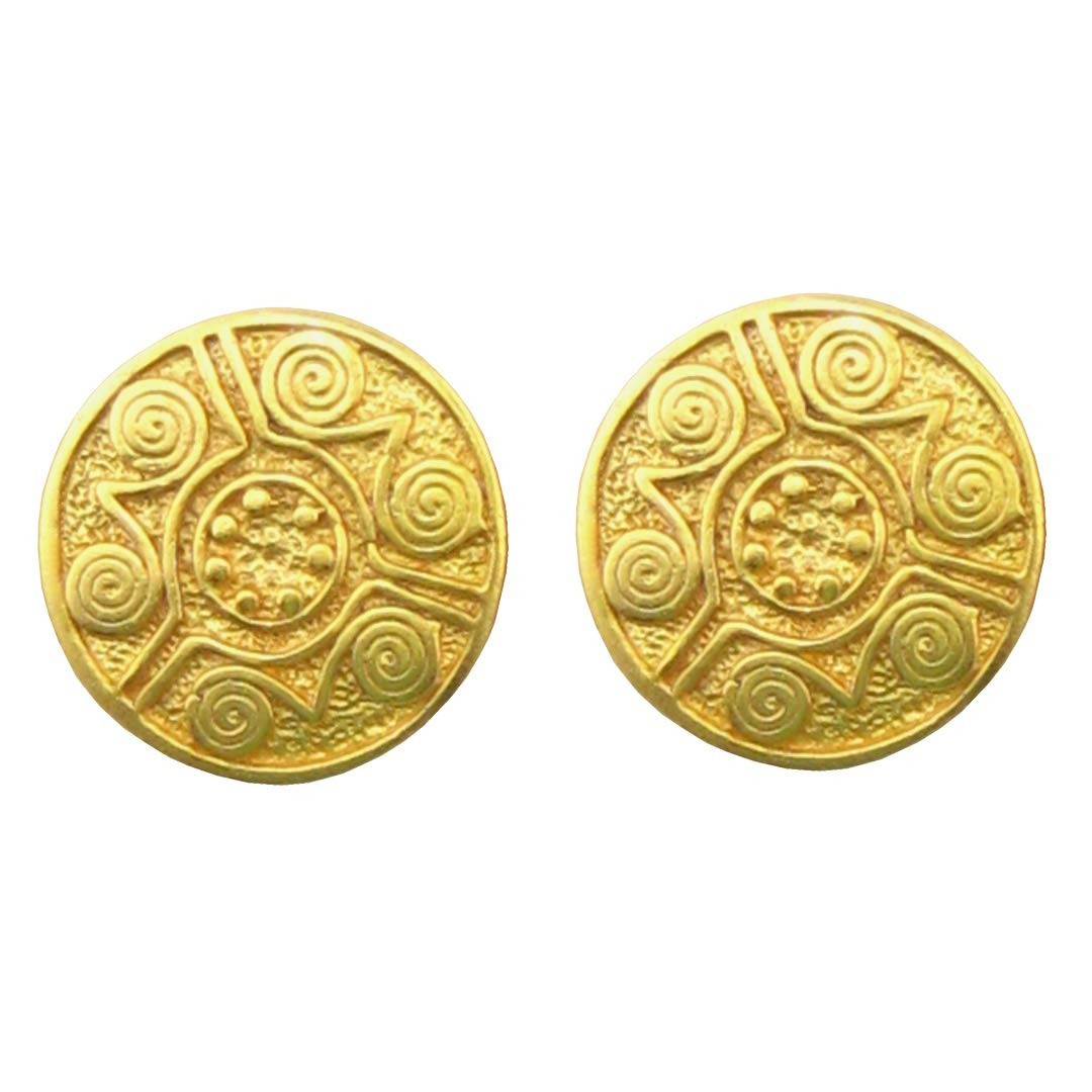 24k GP Pre-Columbian Gold Circle Disk 0.75″ Stud Earrings | Across The Puddle
