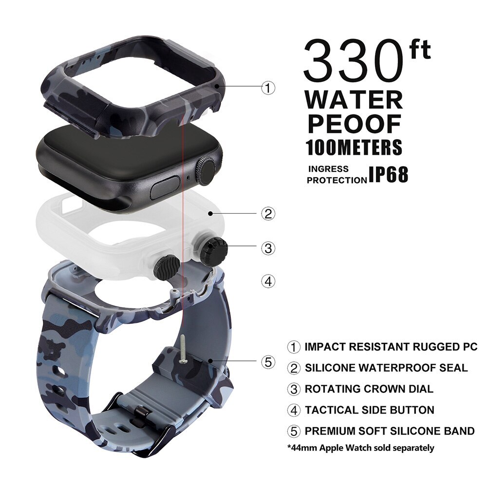 Waterproof Case with iWatch Band Strap For Apple Watch Series 8 7 6 5 4 3 2 1 SE