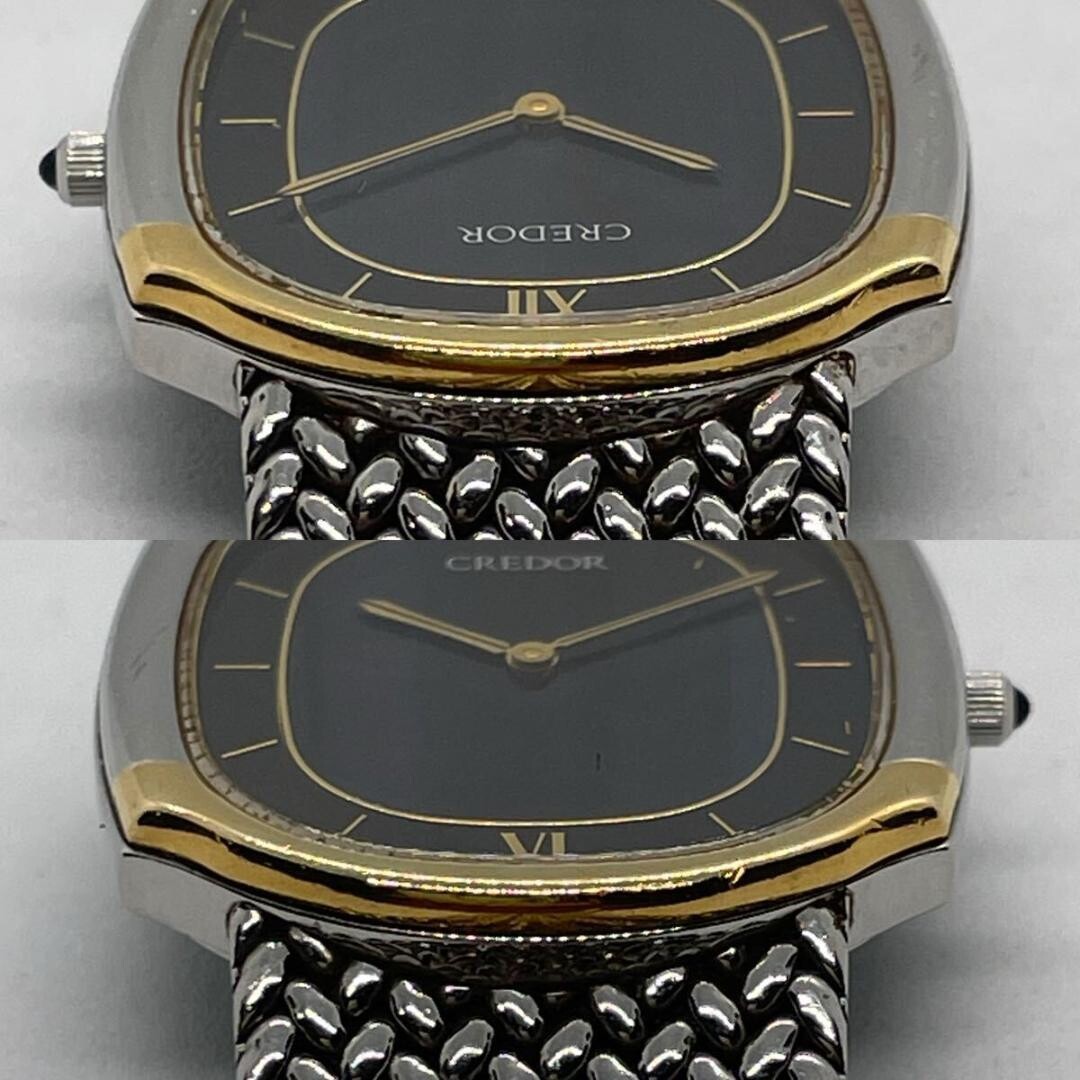 JUNK CREDOR Seiko 18K Gold Bezel Blue Sardonyx Dial Quartz 7770 5141 Not Running