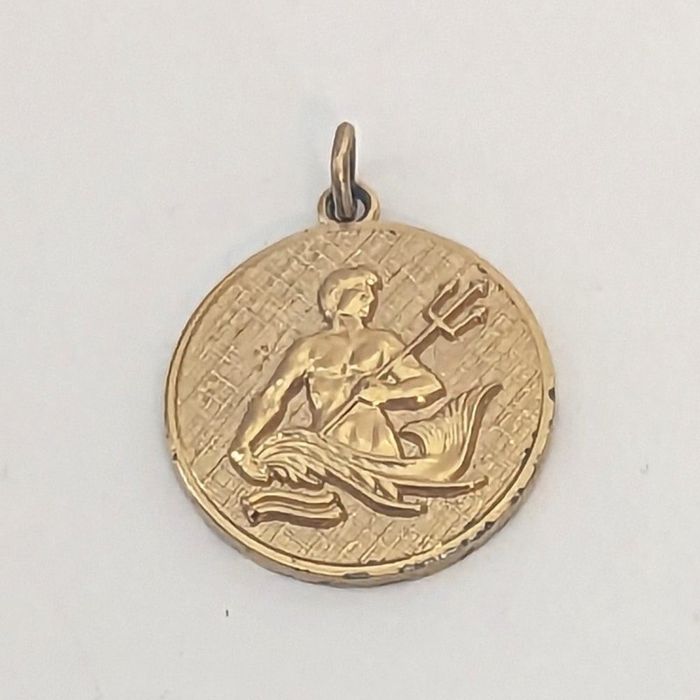 Anson Karatclad Zodiac Neptune Poseidon Mythology Horoscope Gold Necklace Charm