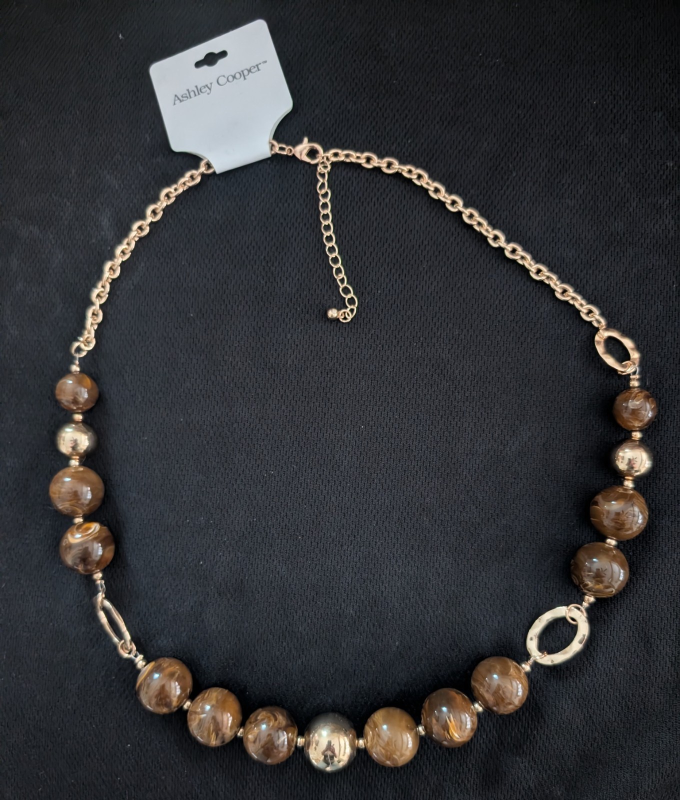 Ashley Cooper Tortoise & Gold Tone Bead Necklace