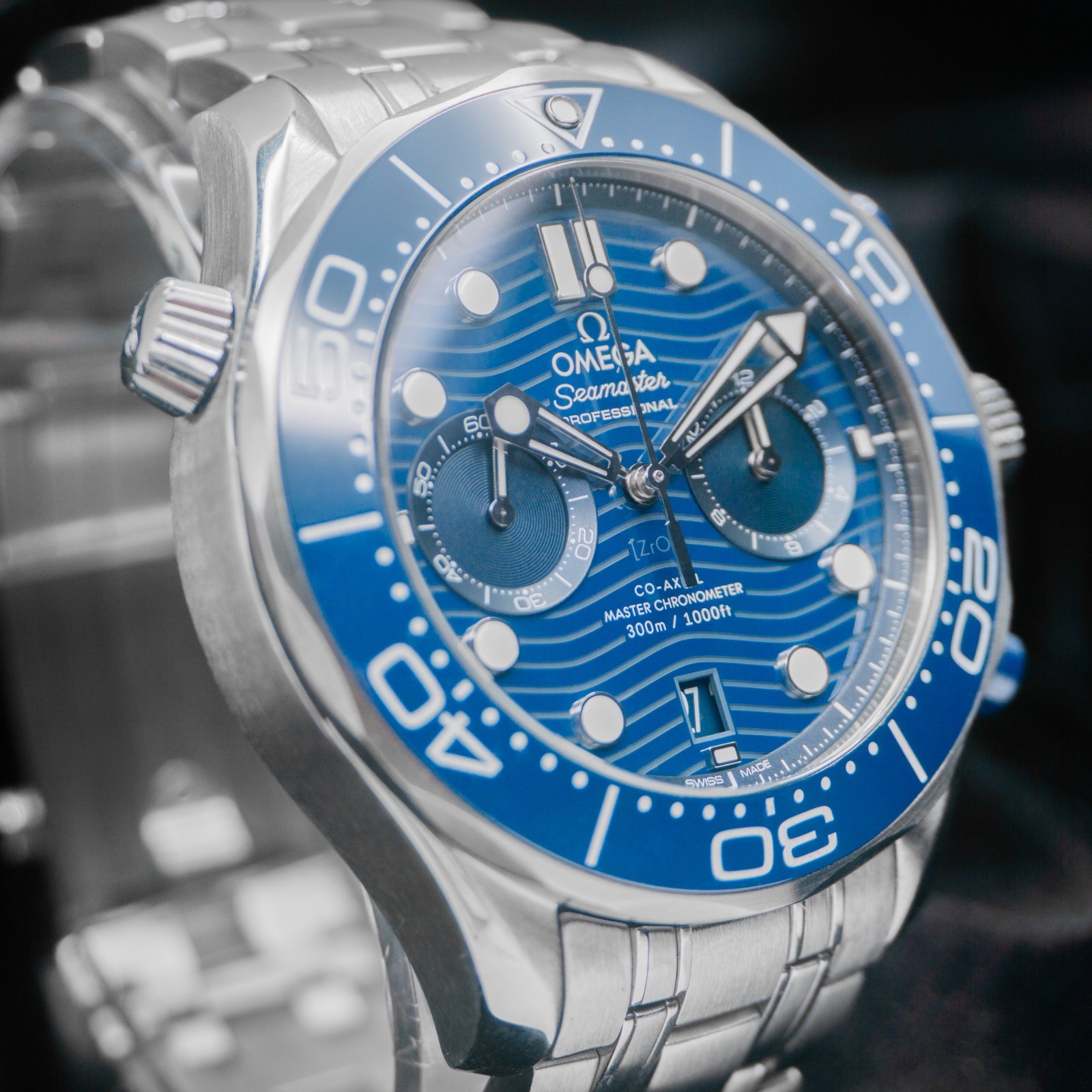 Omega Seamaster Diver 300M Chronograph 44 210.30.44.51.03.001 Blue Wave Warranty