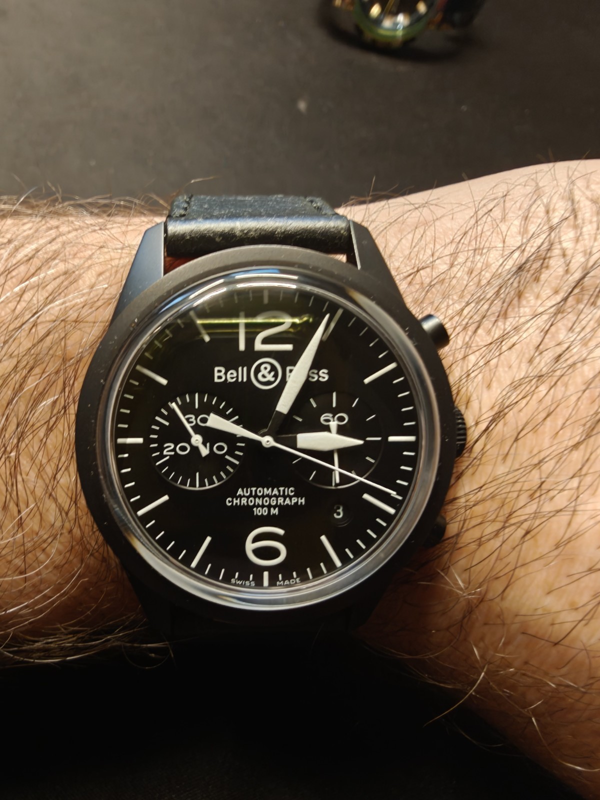 Bell and Ross br-126-94-sc Black Chronograph Tudor Black Bay Strap Swiss