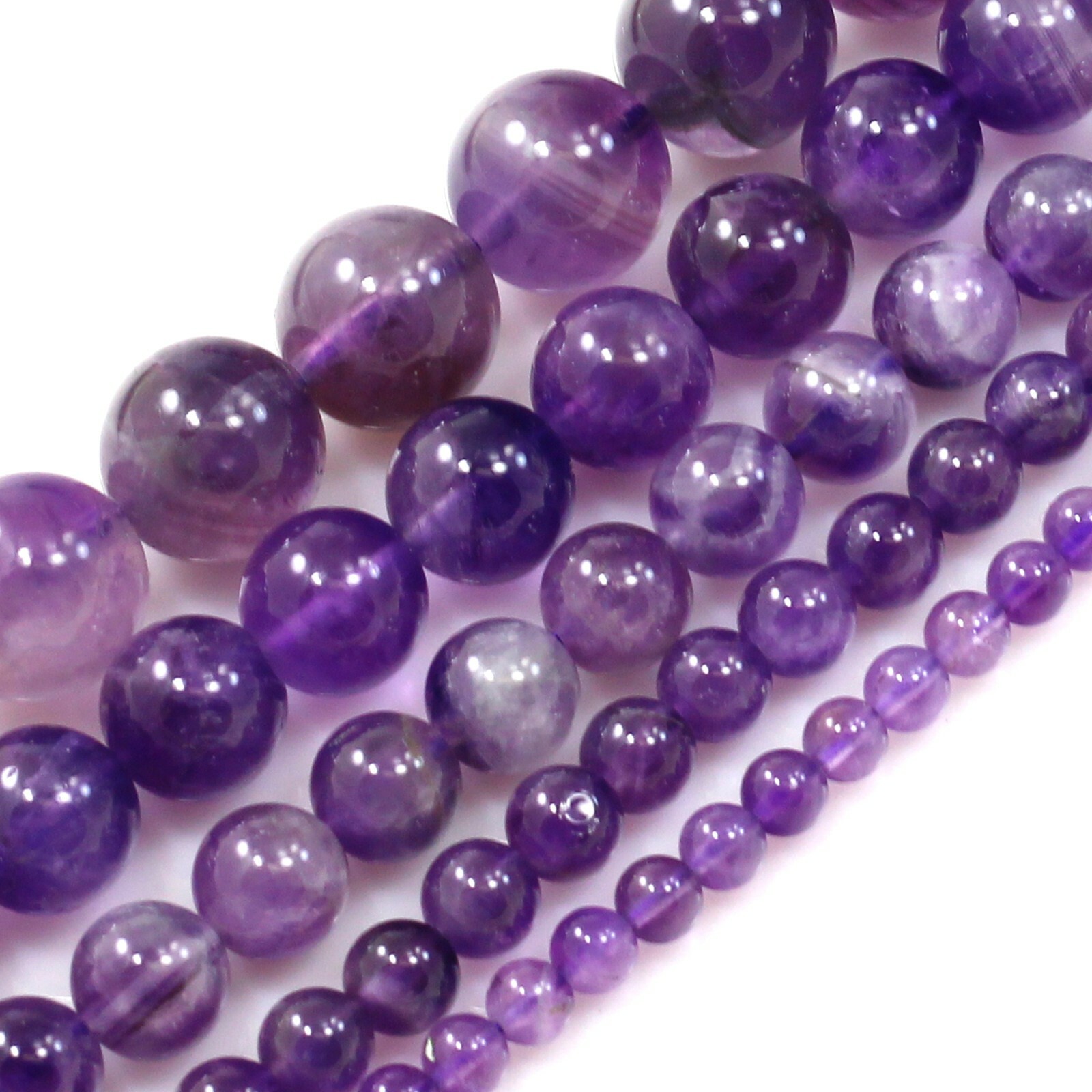 Natural Gemstones Purple Amethyst Round Loose Beads 15″ 4mm 6mm 8mm 10mm 12mm