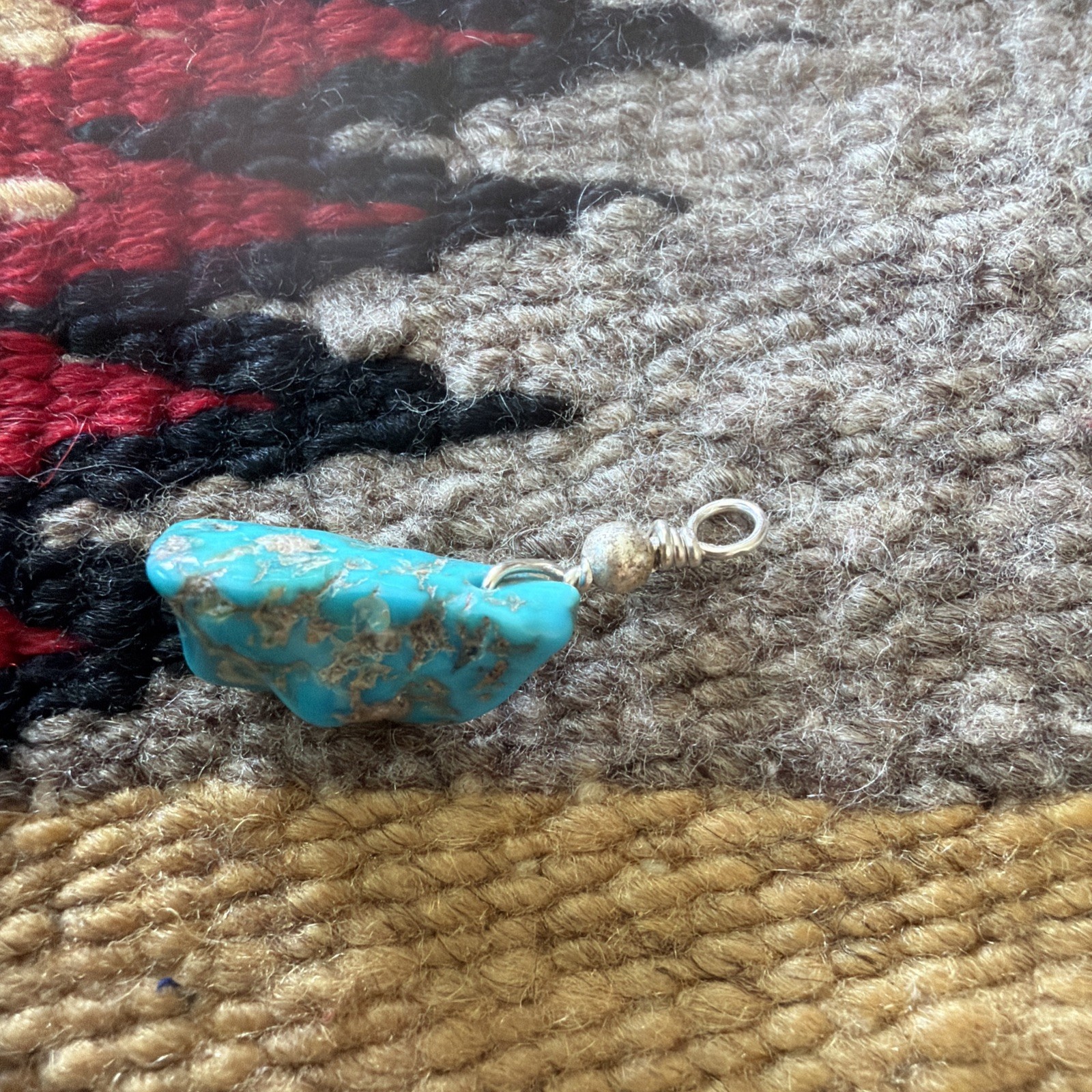 Pendant Genuine Kingman Turquoise Pentagon Sterling Silver Bead – Bale 1 1/2”