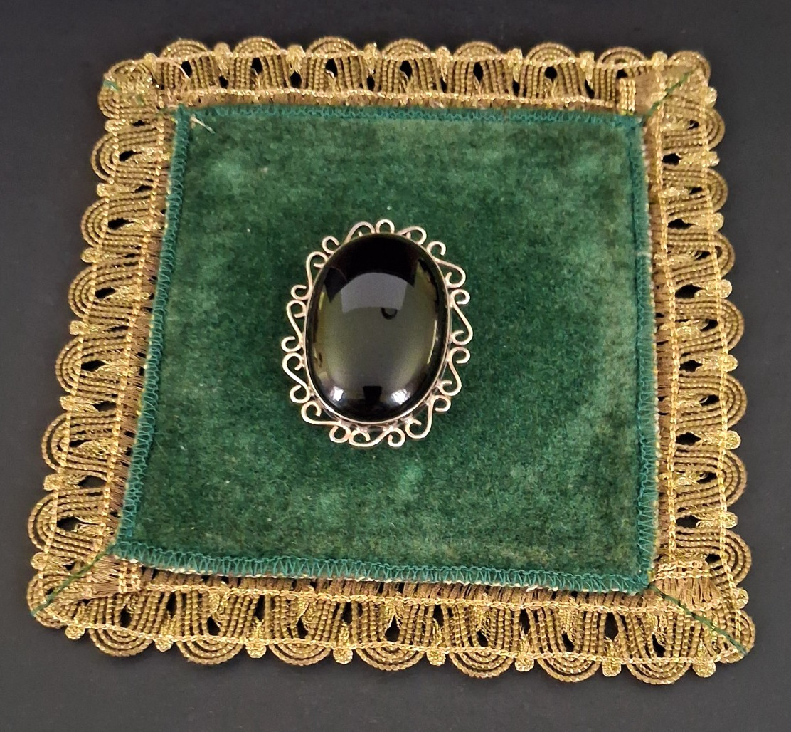 VTG TAXCO Mexico 925 TP-54 Sterling Black Onyx Bolo Tie Slide Pendant 36.6 g