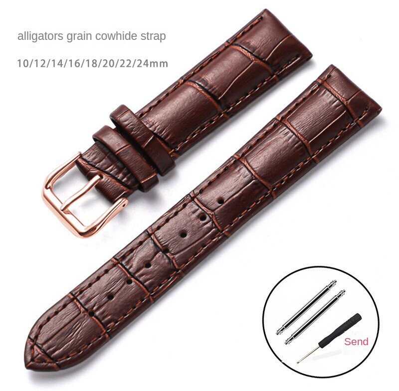 premium Alligators Grain Genuine Cowhide Watch band Strap 12/14/16/18/20/22/24mm
