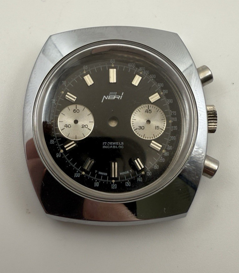 NOS Swiss Made Valjoux 7733 Chronograph Case with 30.5 mm Neri Dial