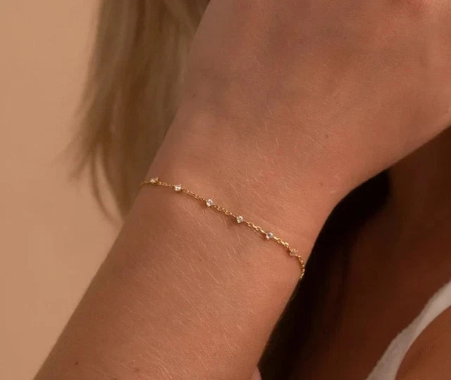 2Ct Round Cut Lab Created Diamond Women’s Tennis Bracelet 14K Yellow Gold Plated