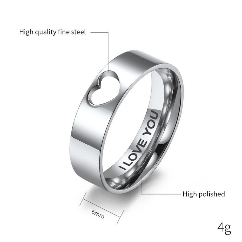 2PCS Matching Heart Couple Rings “I LOVE YOU” Wedding Engagement Promise Band