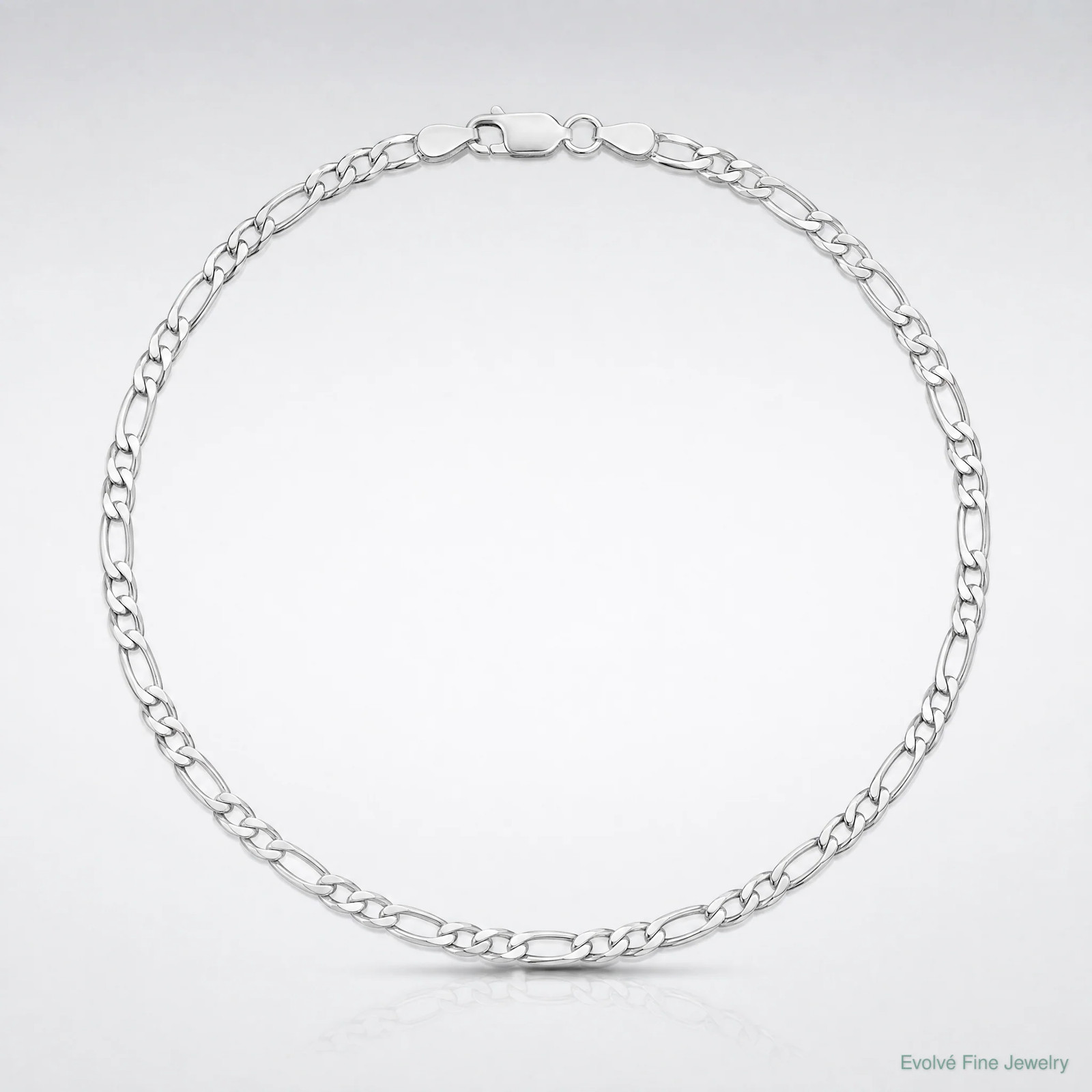 Sterling Silver Rhodium-Plated 3.75mm Figaro Anchor Chain Bracelet 7″-8″