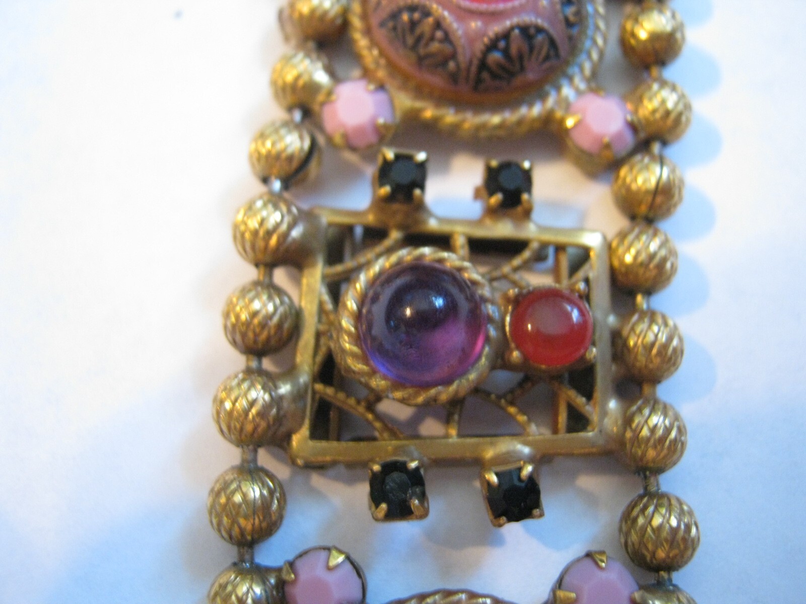 JULIANA D&E Moroccan Matrix Ball Chain Bracelet #2931, Pink & Black, Needs TLC