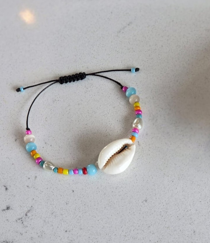 Handmade Cowrie Shell Boho Bracelet adjust Colorful Seed Bead Beach Jewelry Gift