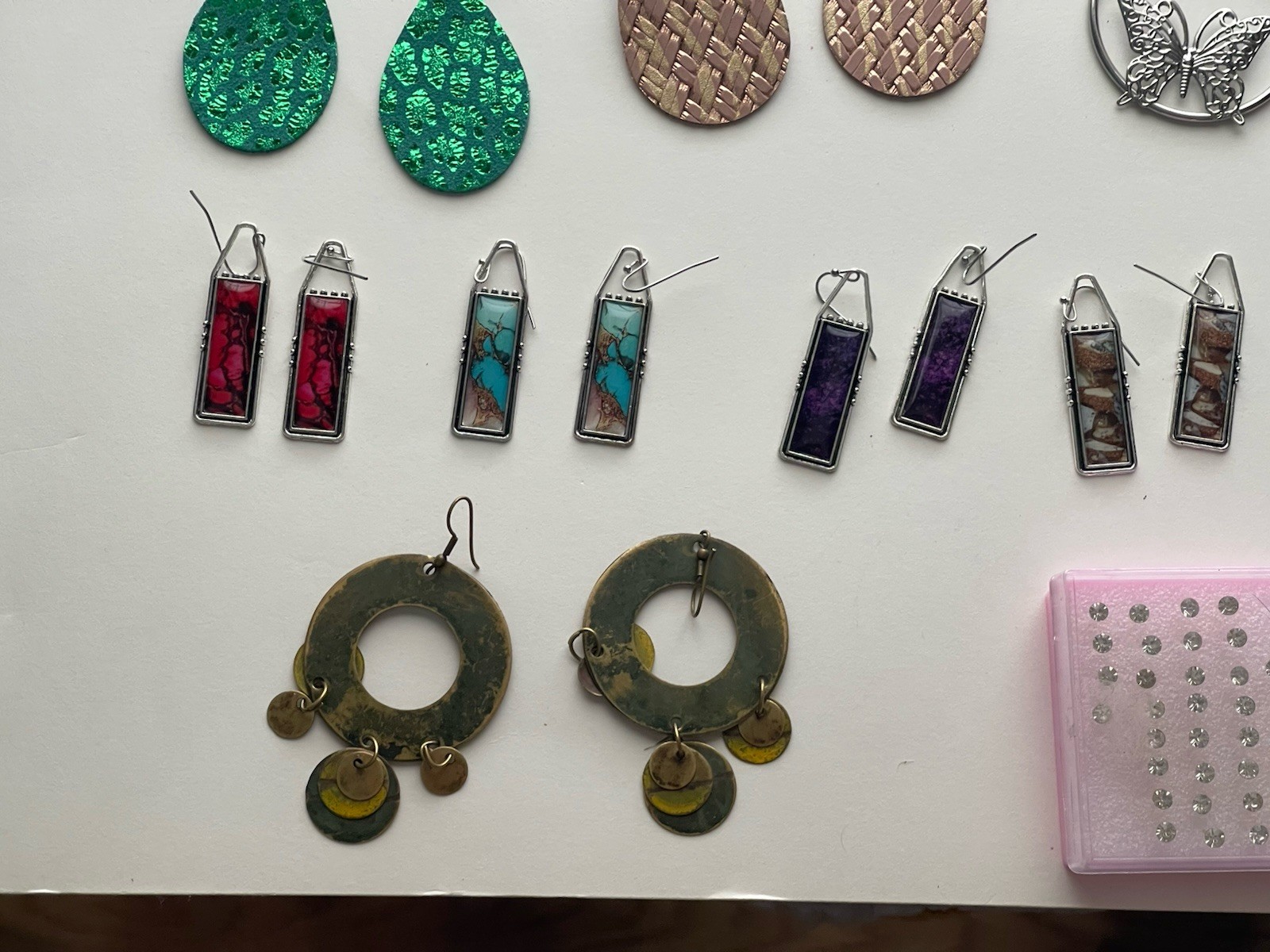 EARRINGS LOT DANGLE DROP HOOP STUD