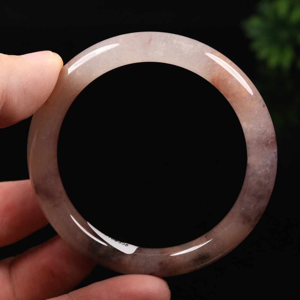 52-64mm Certified Golden jade bracelet 100% Natural Lavender Purple Jade Bangle