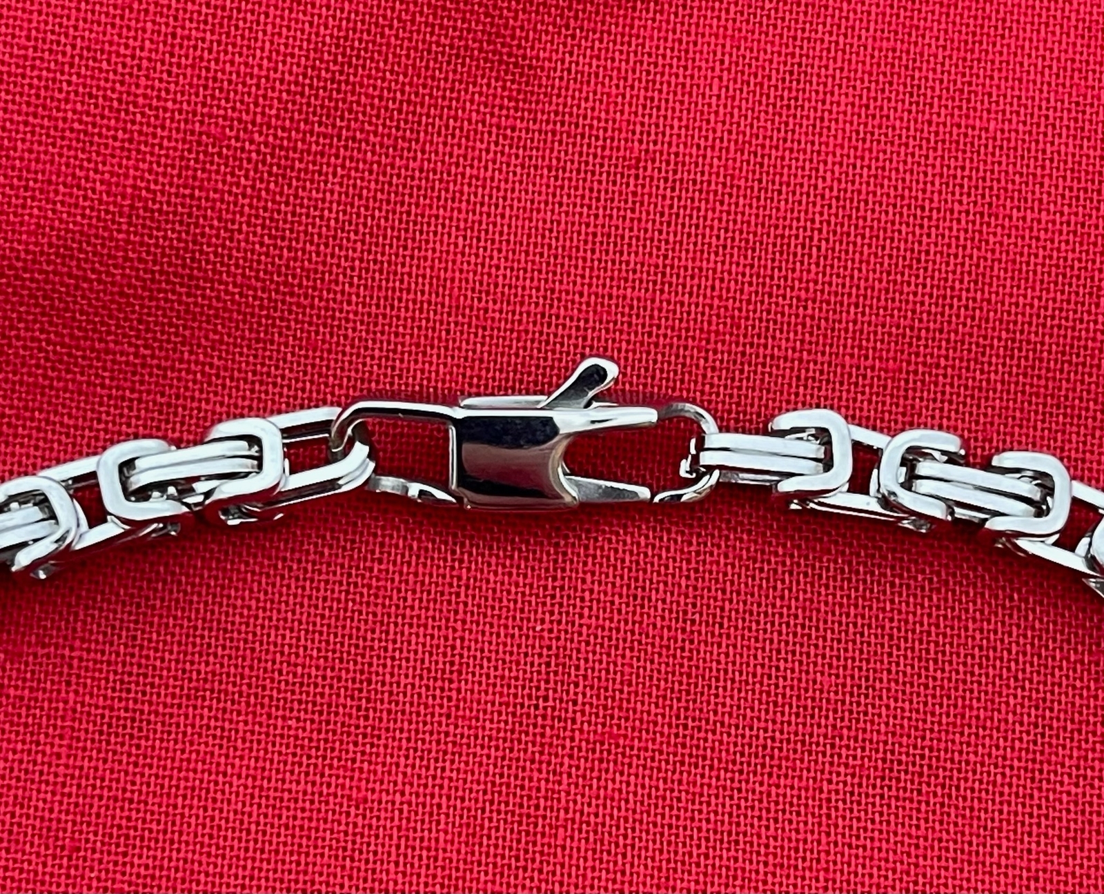 7″-36″ STAINLESS STEEL SILVER 4MM BYZANTINE TURKISH BOX W/SPECIAL CLASP CHAIN
