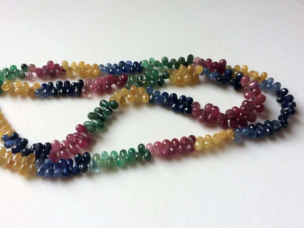 2×3 mm-3×5 mm Multi Precious Gemstones Faceted Teardrops, Natural Sapphire