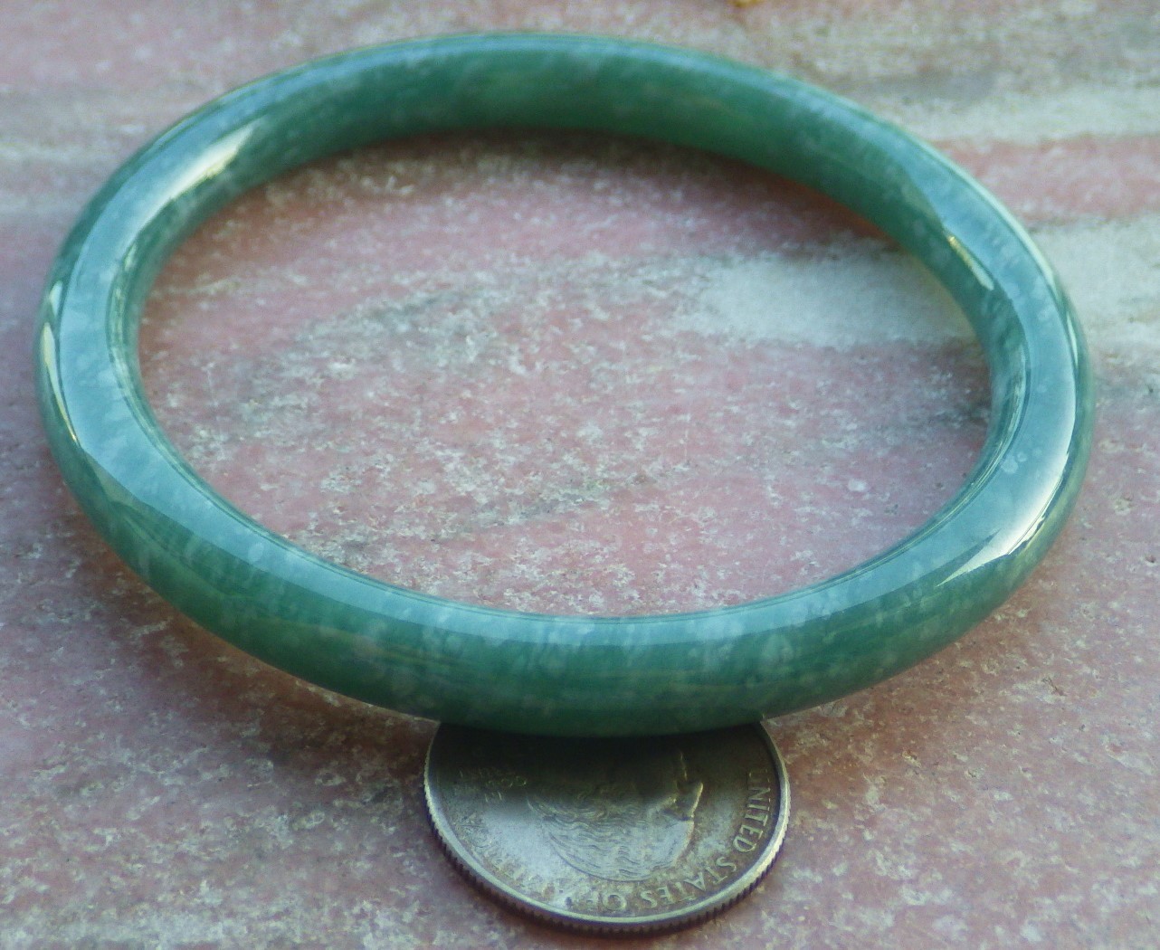 Video Certified Natural A JADE JADEITE Circle Bangle Bracelet 64 mm 130696 VS