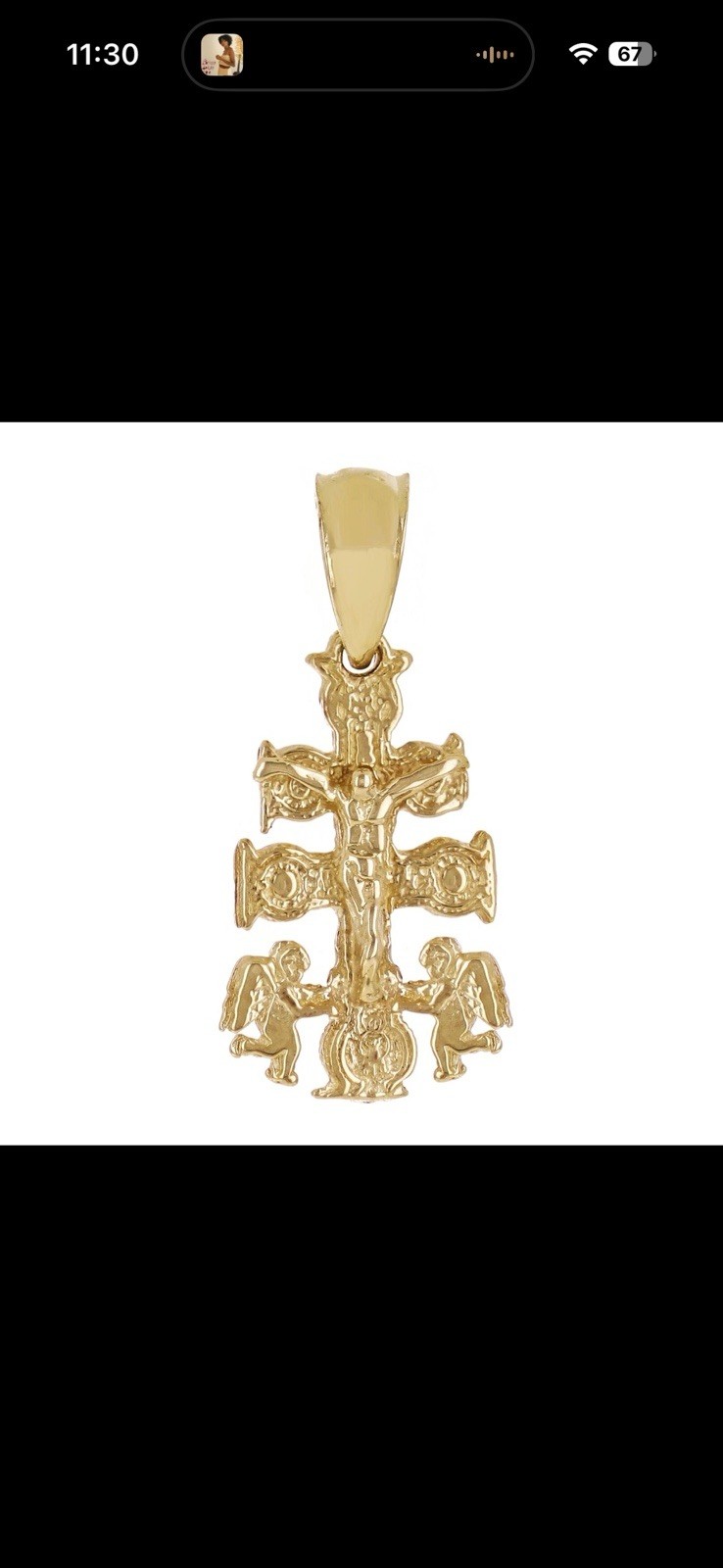10k solid Yellow Gold Angels Caravaca Crucifix Cross Charm Pendant 1 gram