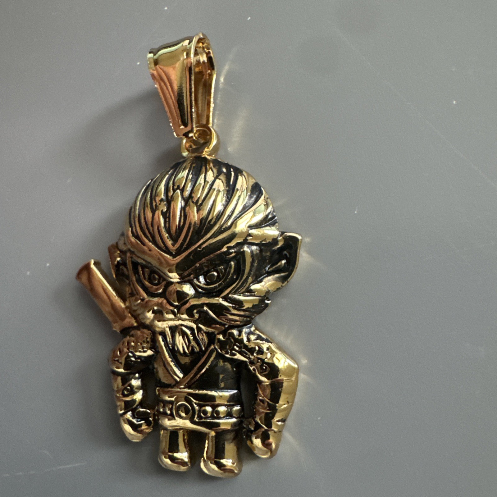 Gold Plated Monkey King Sun Wukong Chinese Mythology Pendant 24 Inch Chain Gift