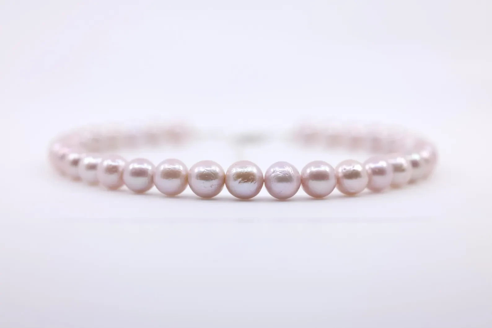 Baby Pink Edison Pearl Necklace | Sterling Silver Statement Strand | Graduated