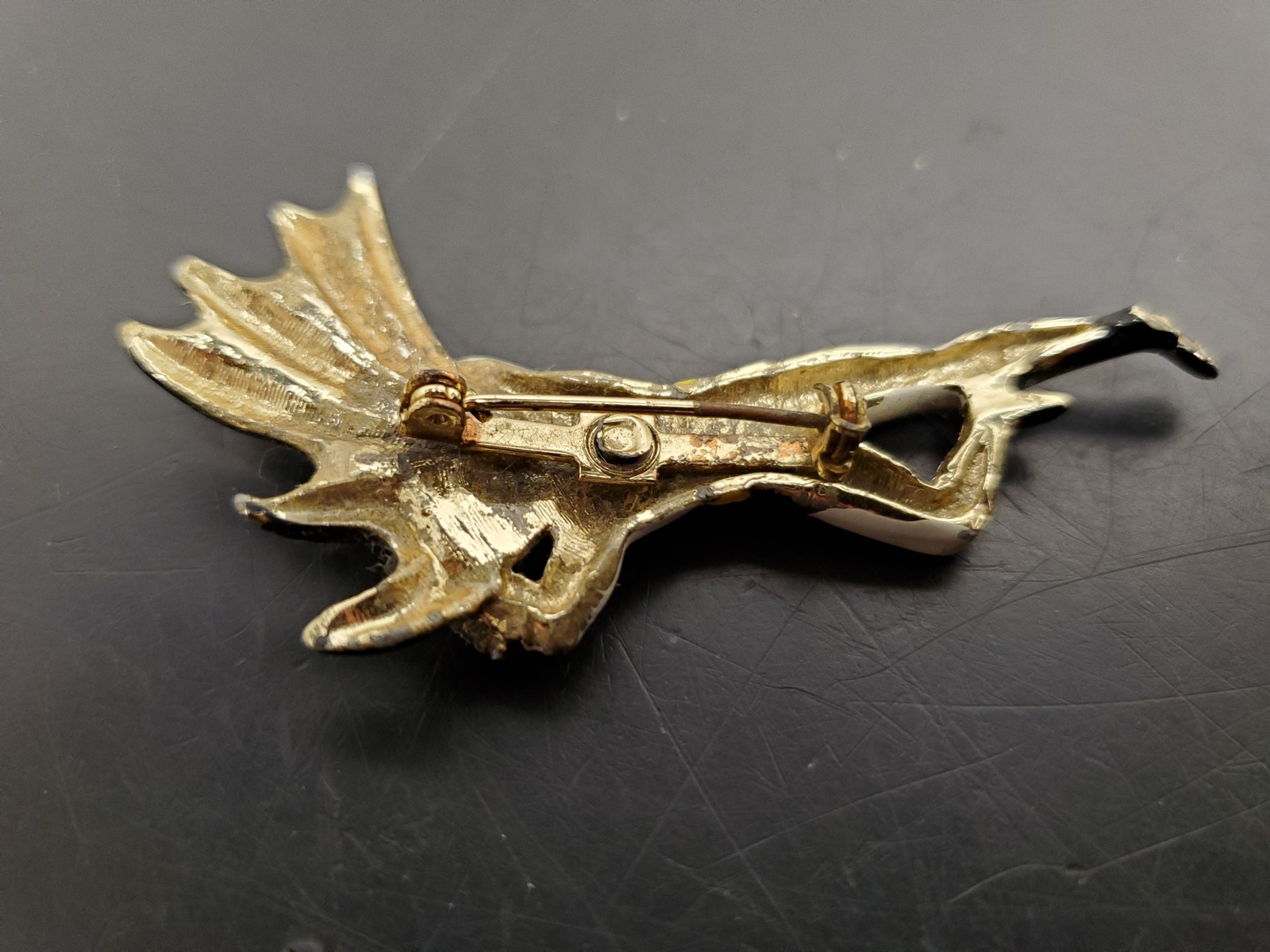 Vintage Batman Brooch Pin Enamel DC Comics Very Rare Black Gray Yellow 1966 Nice