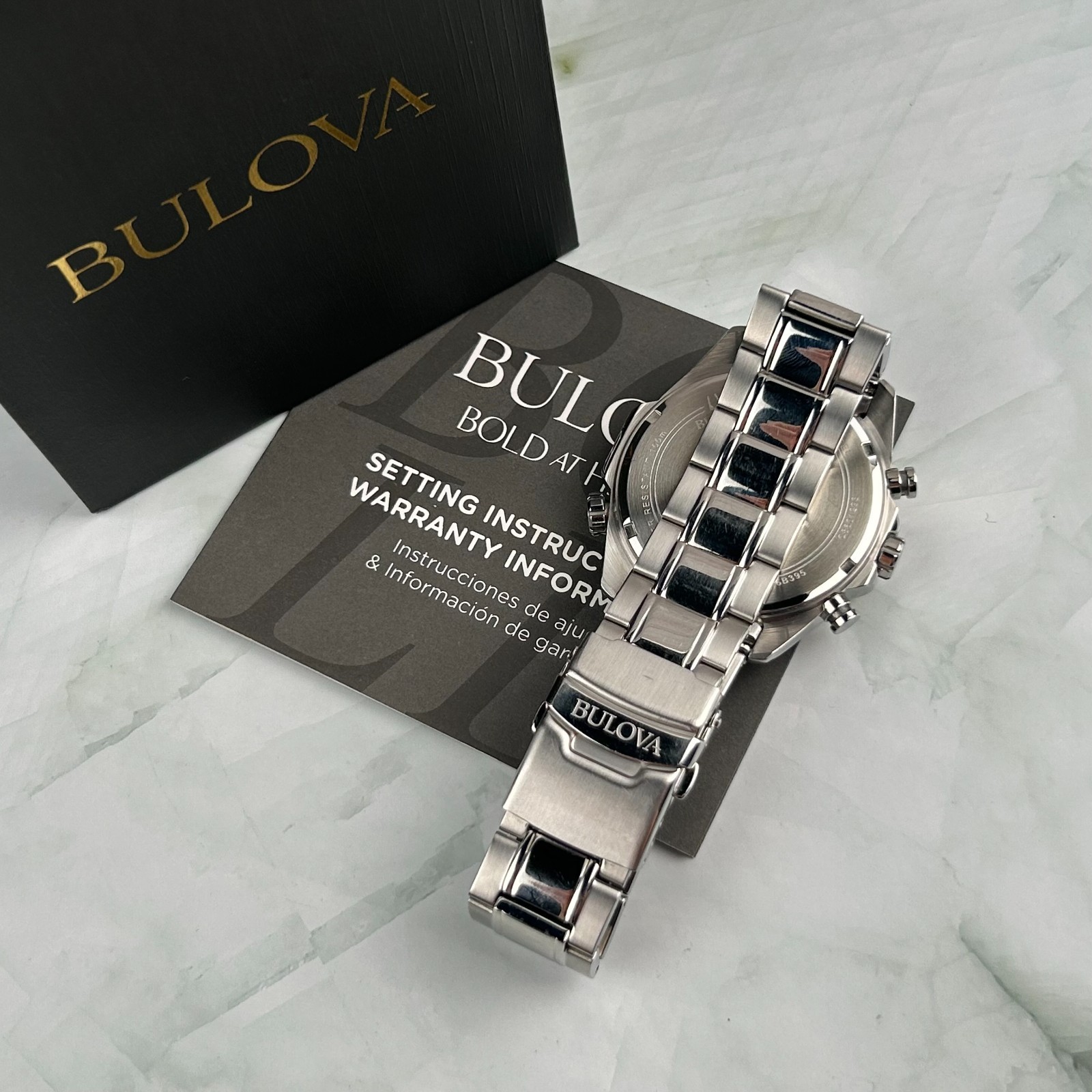 Bulova Marine Star 96B395 Orange Dial Men’s Chronograph Quartz Watch New 43MM