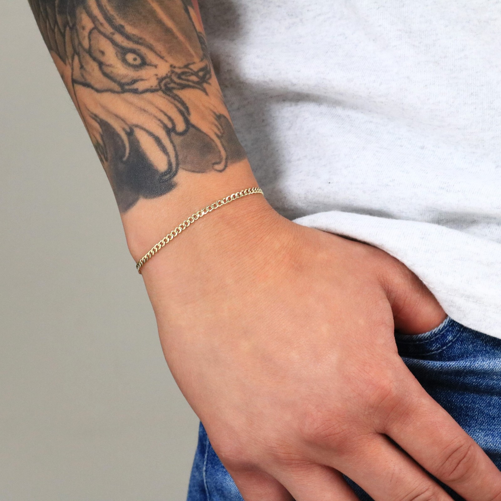 10K Yellow Gold 2.5mm Curb Cuban Link Chain Womens Bracelet or Anklet 7″ 8″ 9″