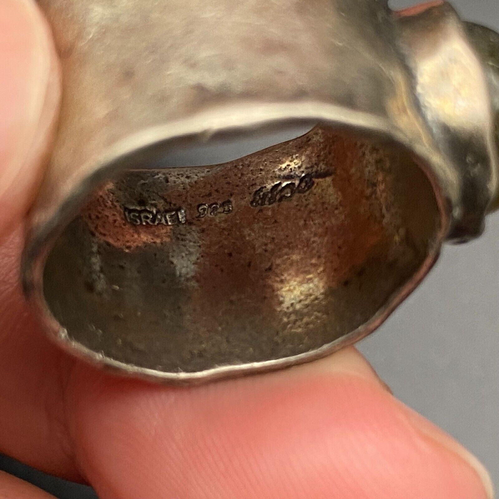 Vintage Israel Labradorite Sterling Silver Band Ring Size 7.5