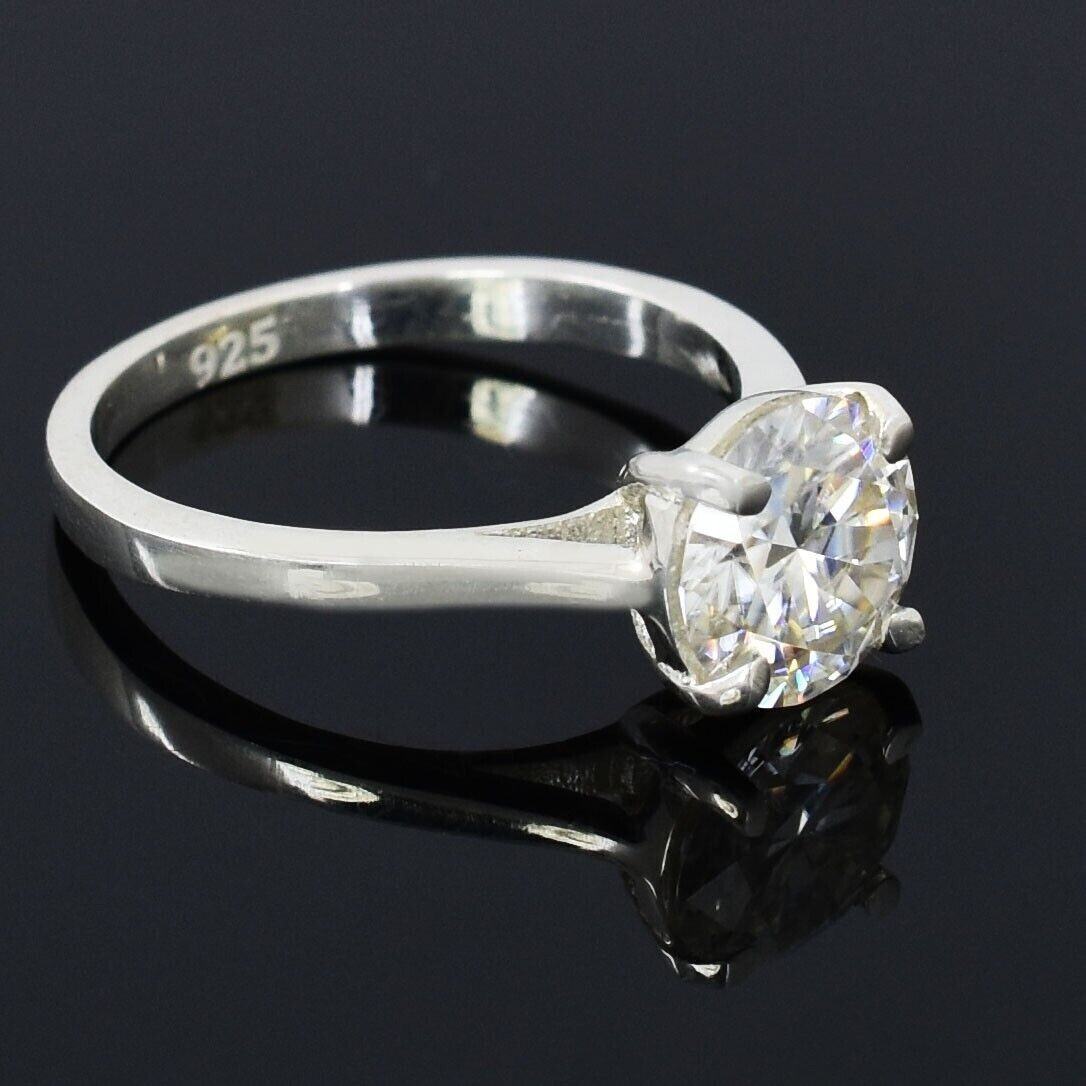 1.90 Ct Certified Treated Off White Diamond Solitaire Promise Ring In 925 Silver