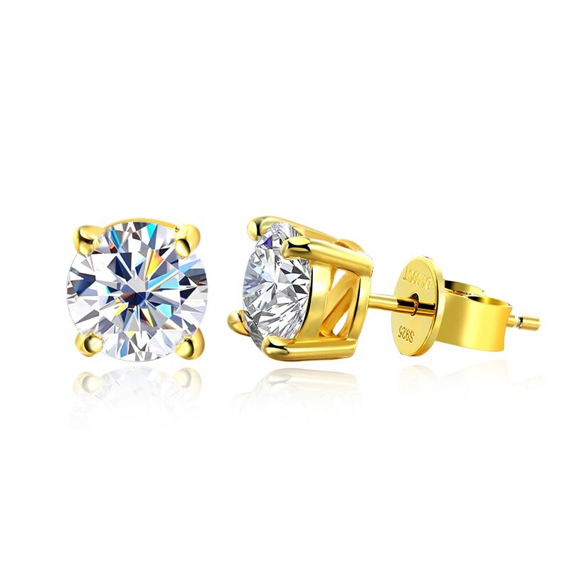 0.2-4CTW D Color Real Round Cut Moissanite Stud Earrings 925 Sterling Silver
