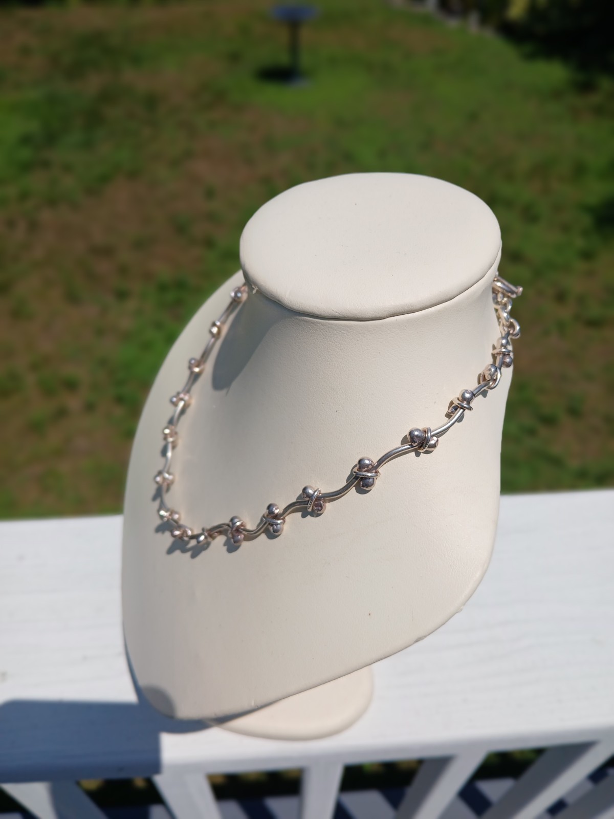 Taxco Sterling Silver Peppercorn DNA Spratling-style Necklace Vintage 16in