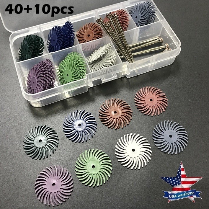 40pcs Radial Bristle Disc Abrasive Brush Polishing Wheel With 10pcs 2.35mm Shank