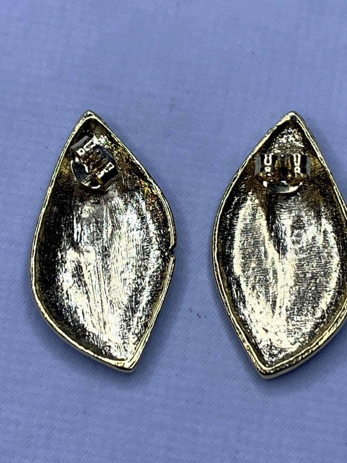 genuine diamond dust earrings new old stock never worn pierced Black gold tone