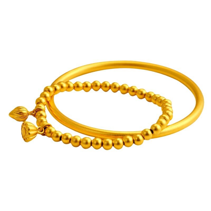 Alloy electroplated golden bracelet – imitation of gold bracelet, 2-piece set